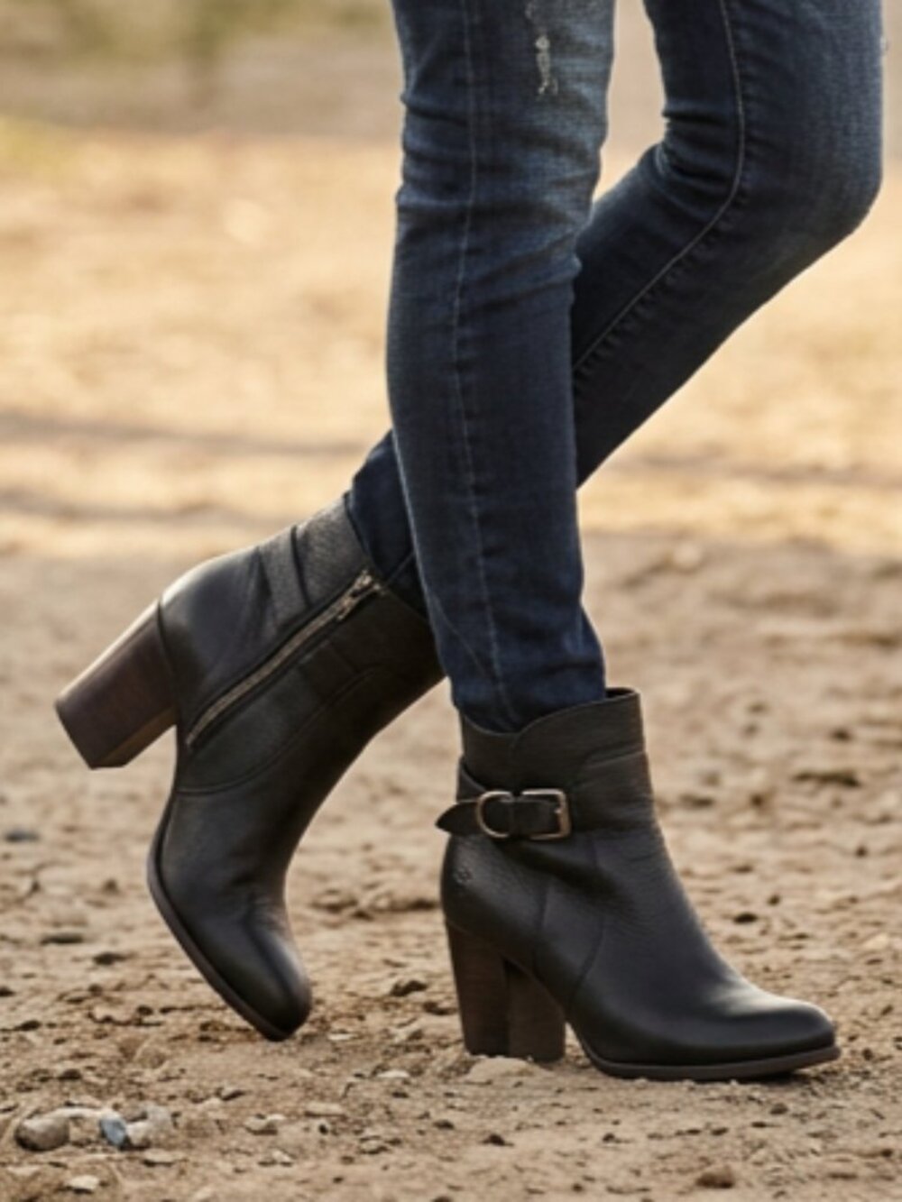 Frye Patty Black Riding Leather Ankle Boots with Buckle Detail Size 8.5M